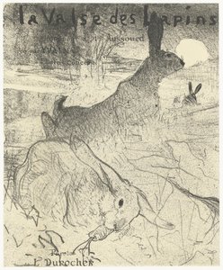 Couverture pour feuille de musique avec chanson La Valse des Lapins avec des lapins dans un paysage - Henri de Toulouse Lautrec