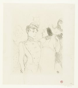Portrait des actrices Marcelle Lender et Eve Lavallière dans une revue au Théâtre des Variétés