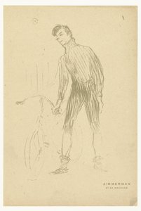 Portrait du cycliste Albert Zimmerman et son vélo