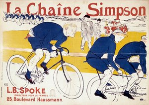 Affiche pour les chaînes de bicyclettes Simpson. Illustration par Henri de Toulouse-Lautrec (1864-1901). 19ème siècle. Paris, bibliothèque des arts décoratifs