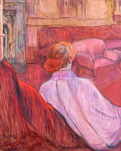 Femme assise sur un canapé rouge - Henri de Toulouse Lautrec
