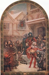 Sir Richard Whittington (1358-1423) distribuant des œuvres de charité, illustration de 