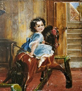 Flora Emma Sarah Ward sur un cheval à bascule