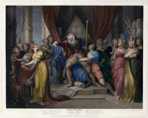 Scène de Le Roi Lear de Shakespeare (Acte I, Scène I) (gravure en couleur) - Henry  Fuseli