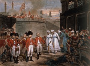 La reddition des deux fils de Tippoo Sahib (1749-99) comme otages en réparation de la guerre contre la Grande-Bretagne