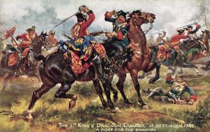Les Chevaux du Roi, maintenant les 1er (Roi) Dragons, Bataille de Dettingen, juin 1743