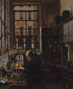 Dans le laboratoire, vers 1885-87