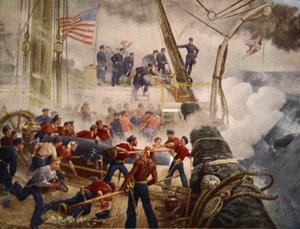 Farragut sur le Hartford à Mobile Bay, 5 août 1864