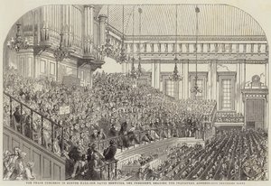Le Congrès de la paix à Exeter Hall, Sir David Brewster, le président, lisant le discours inaugural - Henry Anelay