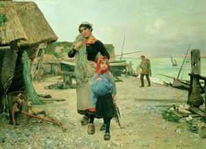 Pêcheurs revenant avec leurs filets, Étretat