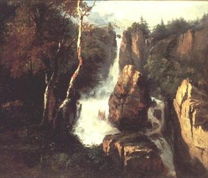 Une cascade alpine - Henry Bright