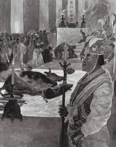 Un sacrifice dans un temple confucéen (lithographie) - Henry Charles Seppings Wright