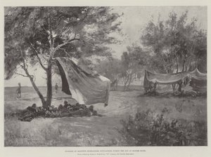 Avant-postes des Seaforth Highlanders bivouaquant pendant la journée à Modder River - Henry Charles Seppings Wright