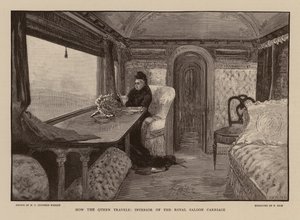 La reine Victoria dans le wagon royal - Henry Charles Seppings Wright