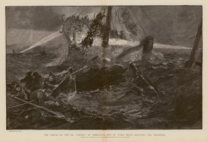 Sauvetage des noyés lors du naufrage du SS Utopia, Gibraltar (gravure) - Henry Charles Seppings Wright