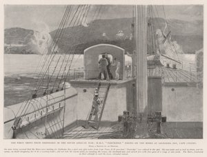 Les premiers coups de feu depuis un navire dans la guerre sud-africaine, HMS Partridge tirant sur les Boers à Saldanha Bay, Colonie du Cap