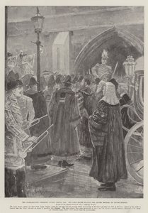 La cérémonie de proclamation à Temple Bar, le Lord Maire lisant la lettre apportée par Rouge Dragon - Henry Charles Seppings Wright