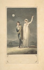 Paysage nocturne avec deux figures, design pour une illustration de livre gravée, 1807-44 - Henry Corbould