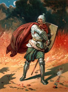 Christian, le pèlerin du titre, en combat avec Apollyon, le Destructeur, l