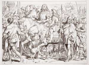 Comment Hereward entre dans la forteresse consacrée de St. Bertin, illustration de Hereward the Great par Charles Kingsley, pub. 1870, gravé par C.G. Lewis