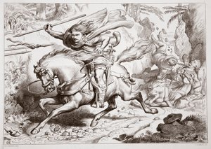 Comment Hereward a été pris dans un piège, illustration de Hereward the Great par Charles Kingsley, pub. 1870, gravé par C.G. Lewis