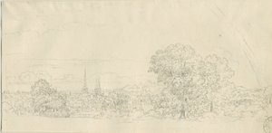 Lichfield - Vue lointaine: dessin à la plume, nd [1788-1855]