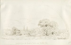 Lichfield - Vue nord (lointaine) : dessin à la plume, nd [1788-1855] - Henry Curzon Allport