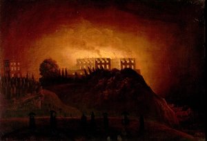 Le Château de Nottingham en feu, 10 octobre 1831, milieu du 19e siècle