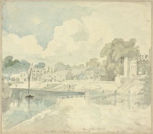 Vue de Hampton Court prise depuis le siège du jardin