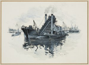 Dragueur dans les docks de Salford - Henry Edward Tidmarsh