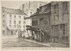 La vieille maison de plage, coin des rues Cedar et Greenwich, des Scènes du vieux New York - Henry Farrer