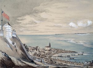 Fort et village de Mackinaw, avec le campement indien, septembre 1842