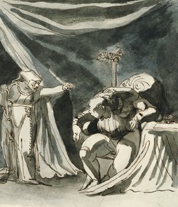 Une vieille femme portant un chapelet maudissant un homme assis ; peut-être la reine Marguerite maudissant le duc de Gloucester - Johann Heinrich Füssli