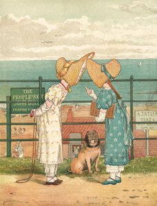 Gens bavardant (lithographie en couleur)