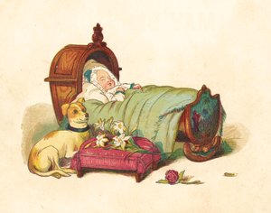 La princesse Victoria endormie dans son berceau (lithographie en couleur)