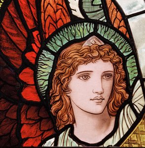 Grasmere, St Oswald, James Powell & Sons, Henry Holiday, Anges ministériels (détail), 1893