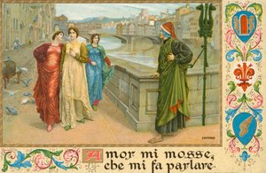 Le poète italien Dante Alighieri et Beatrice Portinari