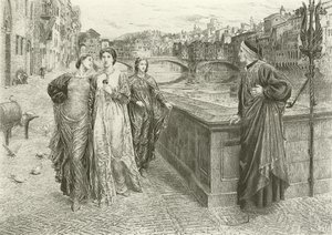 La première rencontre de Dante et Béatrice (gravure)