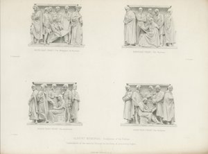 Sculptures sur le podium du mémorial d