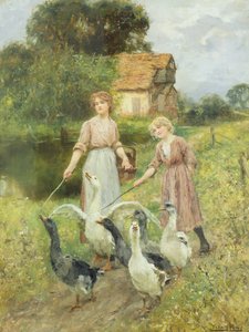 Filles gardant des oies - Henry John Yeend King