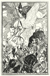 Bellérophon combat Myrina et ses Amazones (lithographie)
