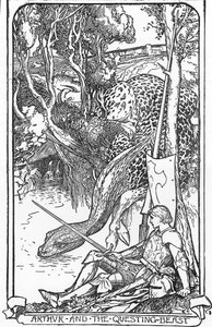 Le roi Arthur et la Bête de Quête Illustration par HJ Ford (1860-1940) de « Le livre de la romance » 1902 Collection privée