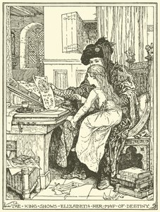 Le roi montre à Élisabeth sa carte du destin - Henry Justice Ford
