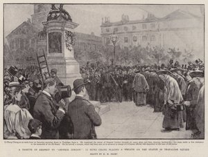 Un hommage de respect à Gordon Chinois, Li Hung Chang déposant une couronne sur la statue à Trafalgar Square - Henry Marriott Paget