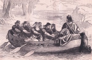 Edgar le Pacifique étant ramé sur la Dee par huit princes tributaires en 956 après J.-C. - Henry Marriott Paget