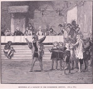 Ménestrels à un banquet au XIVe siècle
