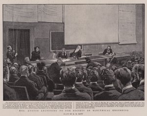 Mme Ayrton donnant une conférence à la Société des ingénieurs électriciens - Henry Marriott Paget