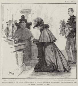 La conversion à la foi catholique romaine de la princesse Hélène de Monténégro, la cérémonie à Bari le mariage royal en Italie - Henry Marriott Paget