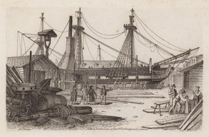 Un navire des Indes occidentales dans la cour de Cox et Curlins, Limehouse