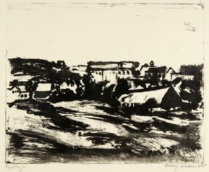 Paysage vallonné avec maisons - Henry Nielsen